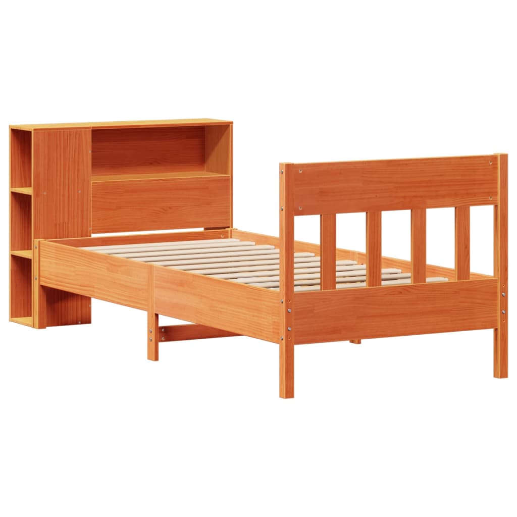 Krevet s regalom za knjige bez madraca 75 x 190 cm od borovine
