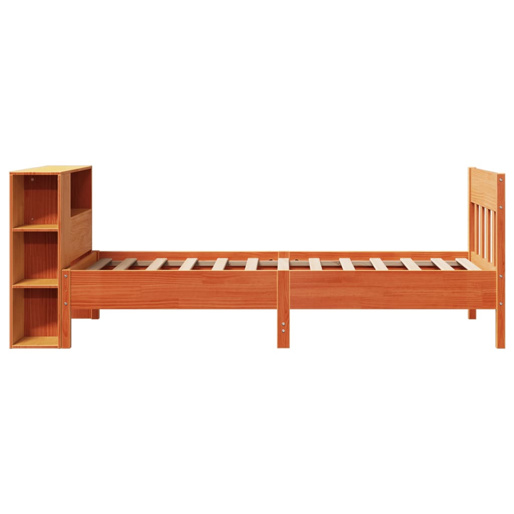 Krevet s regalom za knjige bez madraca 75 x 190 cm od borovine