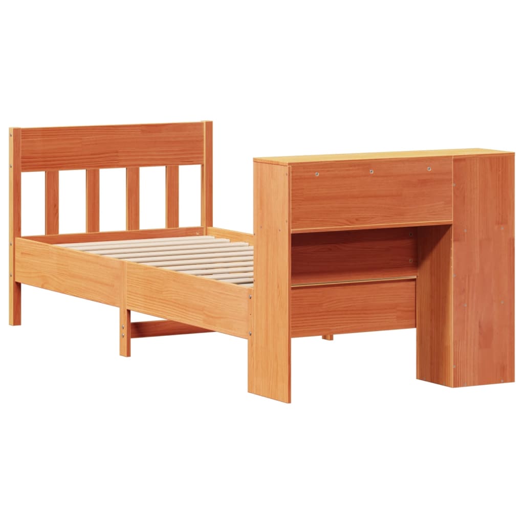 Krevet s regalom za knjige bez madraca 75 x 190 cm od borovine