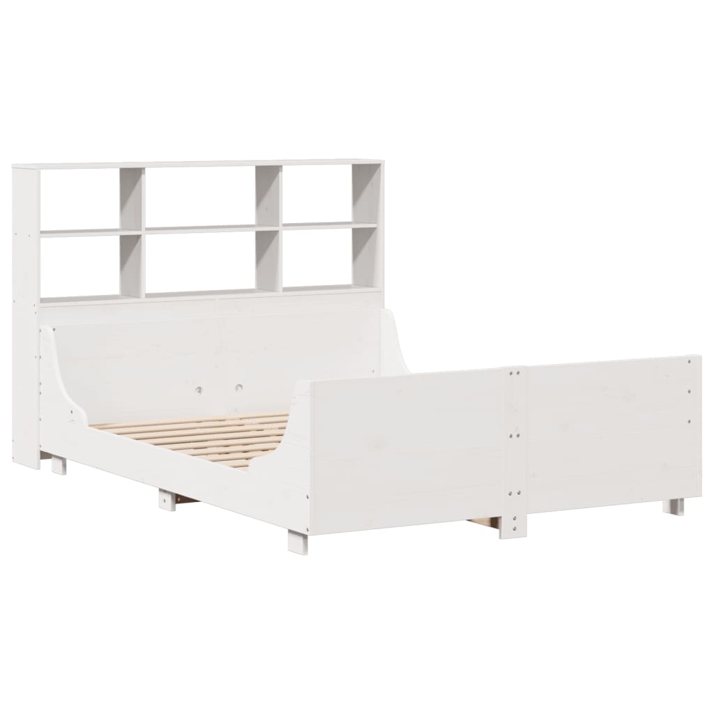 Krevet s regalom za knjige bez madraca bijeli 140x190cm od drva