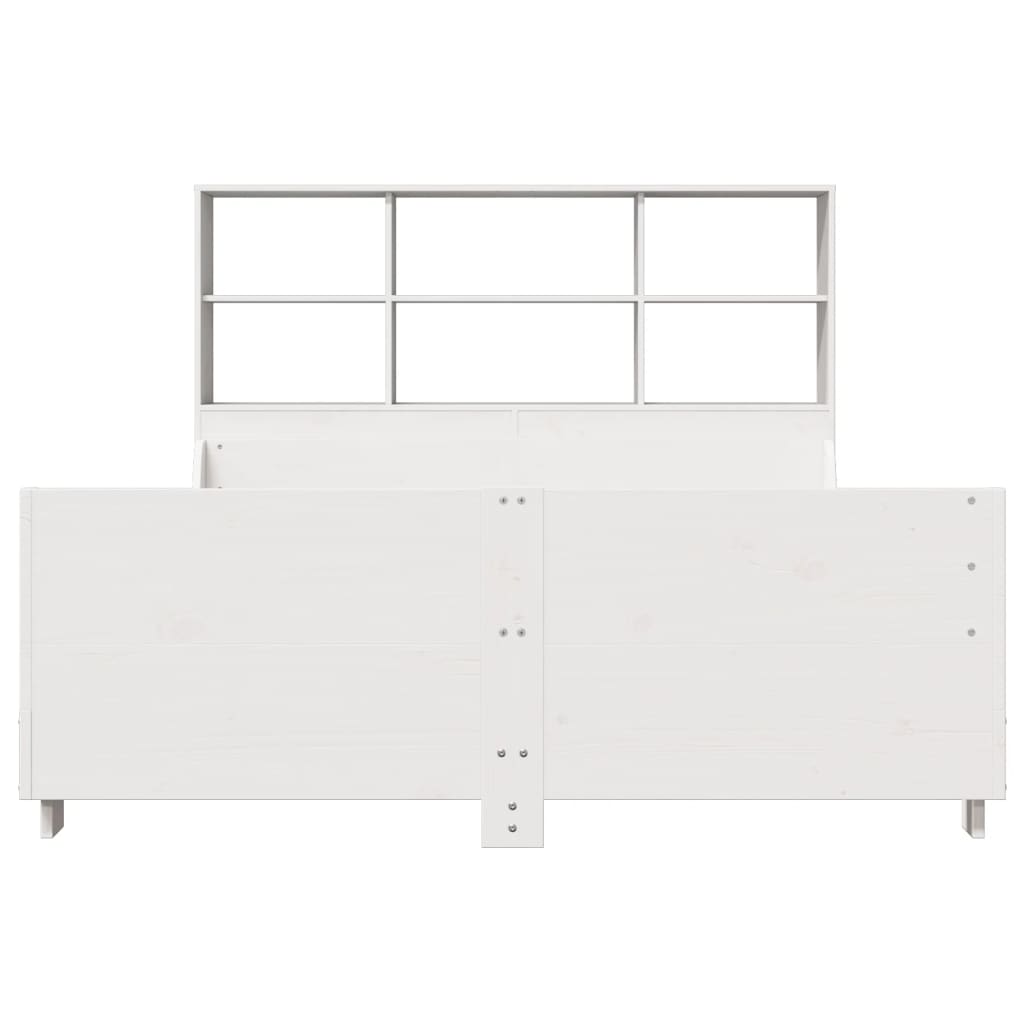 Krevet s regalom za knjige bez madraca bijeli 140x190cm od drva