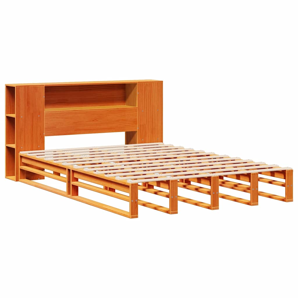 Krevet s regalom za knjige bez madraca 150x200 cm masivno drvo