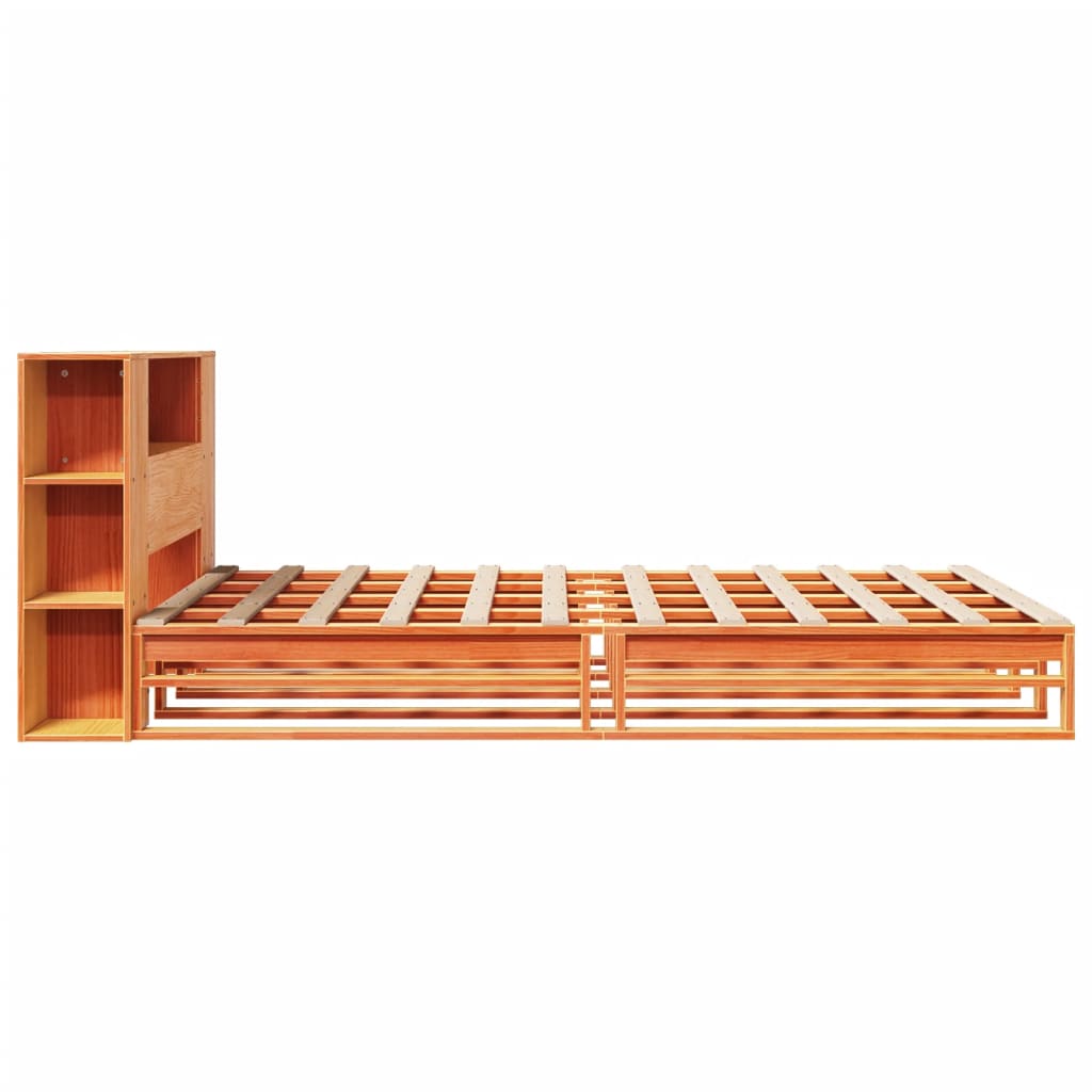 Krevet s regalom za knjige bez madraca 135x190 cm masivno drvo