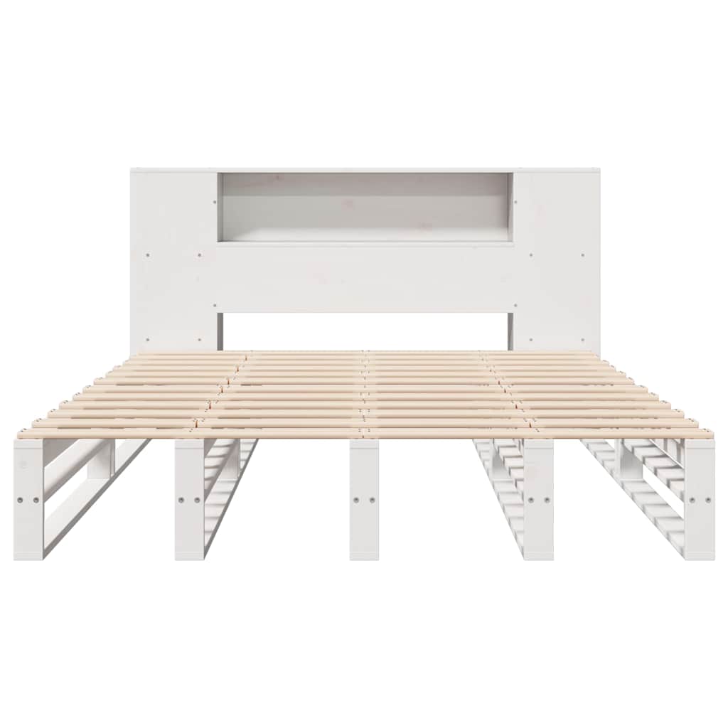 Krevet s regalom za knjige bez madraca bijeli 140x190cm od drva