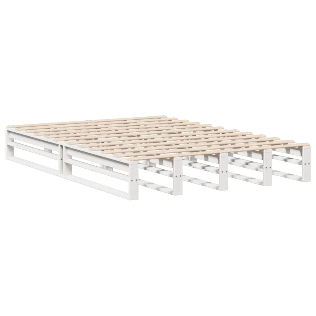 Krevet s regalom za knjige bez madraca bijeli 140x190cm od drva
