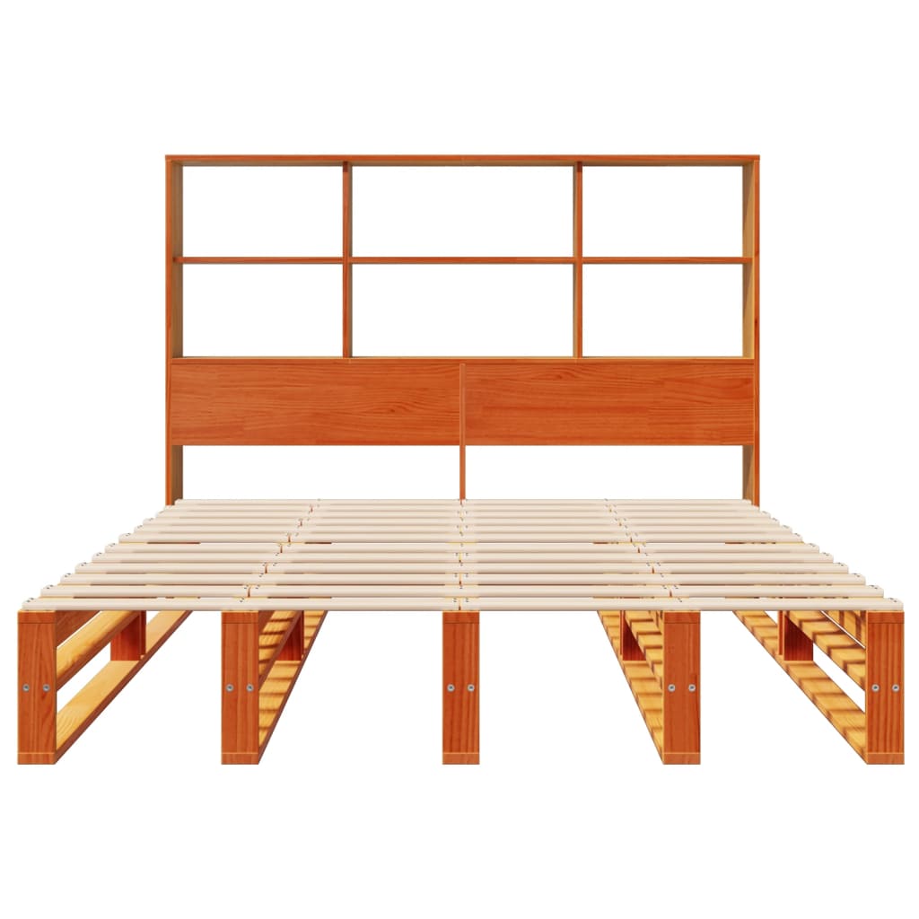 Krevet s regalom za knjige bez madraca 150x200 cm masivno drvo