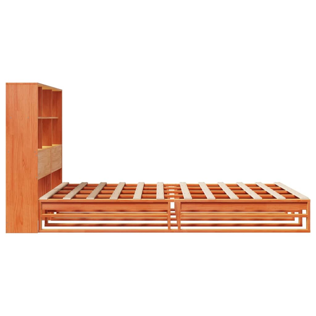 Krevet s regalom za knjige bez madraca 150x200 cm masivno drvo