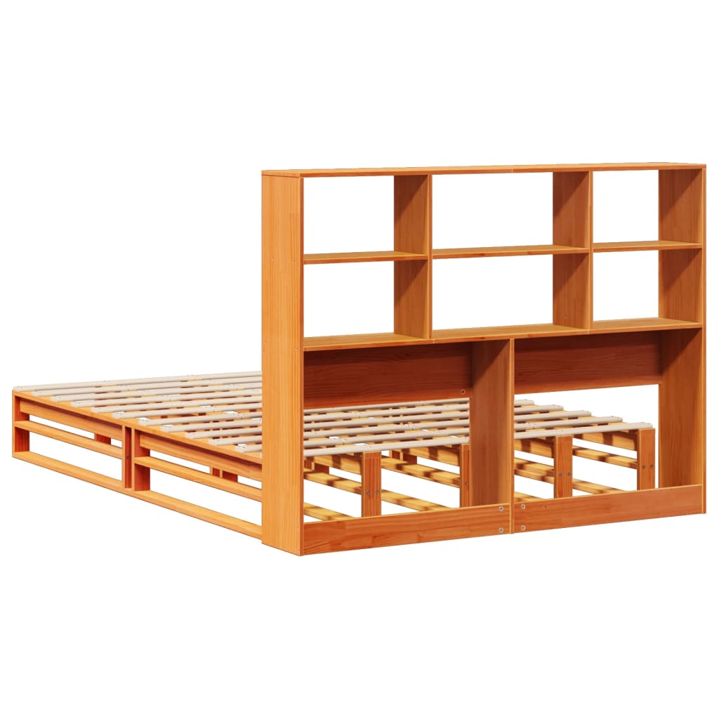 Krevet s regalom za knjige bez madraca 150x200 cm masivno drvo