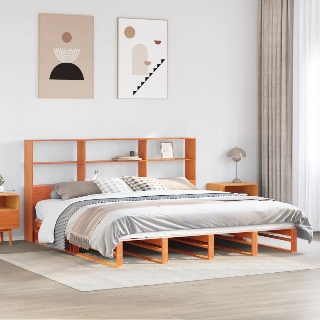 Krevet s regalom za knjige bez madraca 180x200 cm masivno drvo