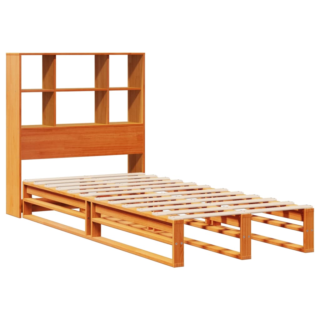 Krevet s regalom za knjige bez madraca 75 x 190 cm masivno drvo