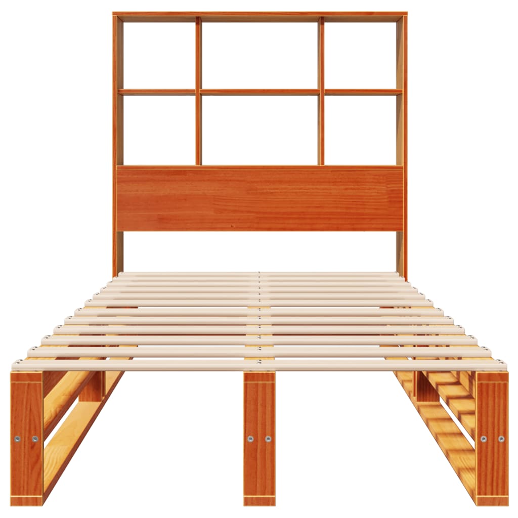 Krevet s regalom za knjige bez madraca 75 x 190 cm masivno drvo