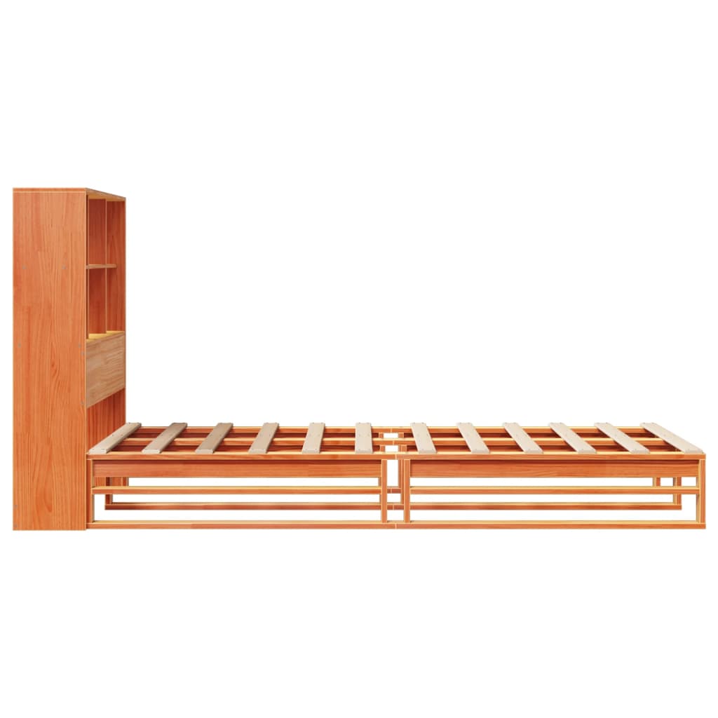 Krevet s regalom za knjige bez madraca 75 x 190 cm masivno drvo
