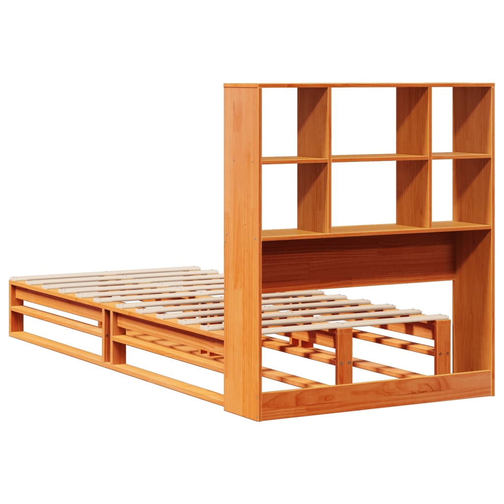 Krevet s regalom za knjige bez madraca 75 x 190 cm masivno drvo