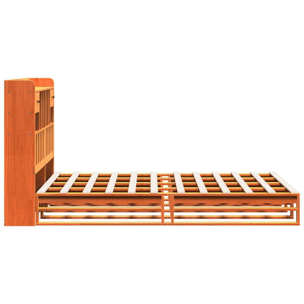 Krevet s regalom za knjige bez madraca 140 x 190 cm od borovine