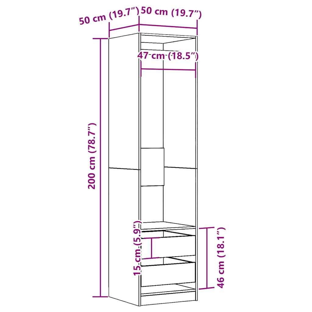Ormar boja staro drvo 50 x 50 x 200 cm od konstruiranog drva