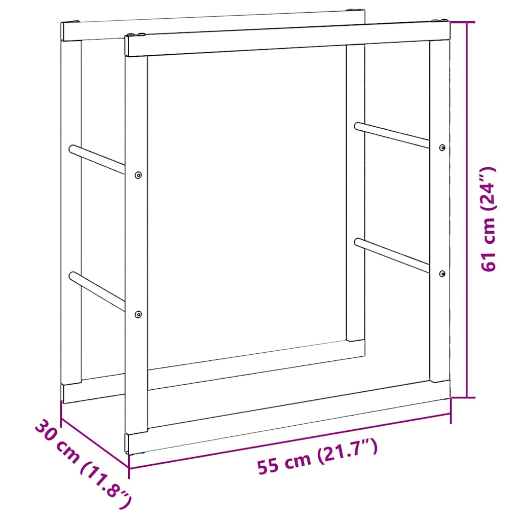 Stalak za drva crni 55x30x61 cm čelik