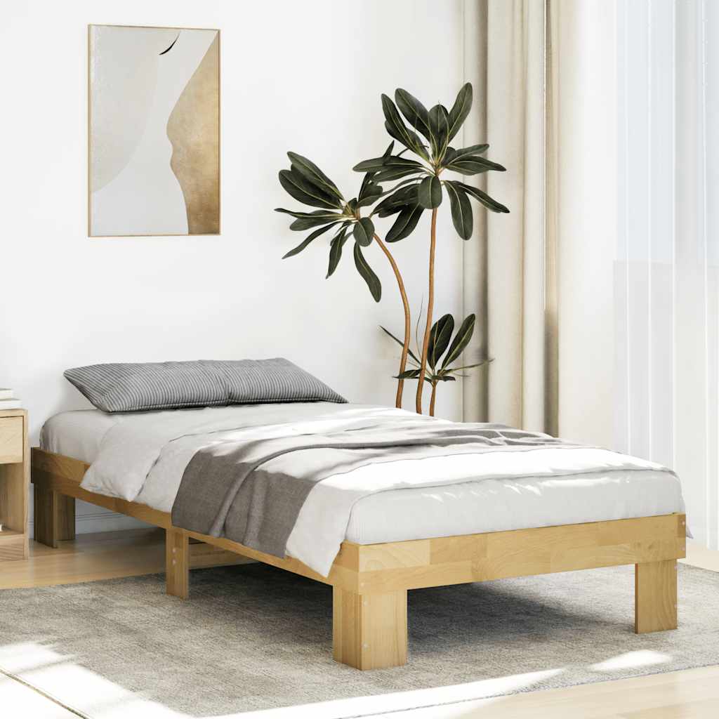 Okvir kreveta bez madraca 75x190 cm puno drvo hrast