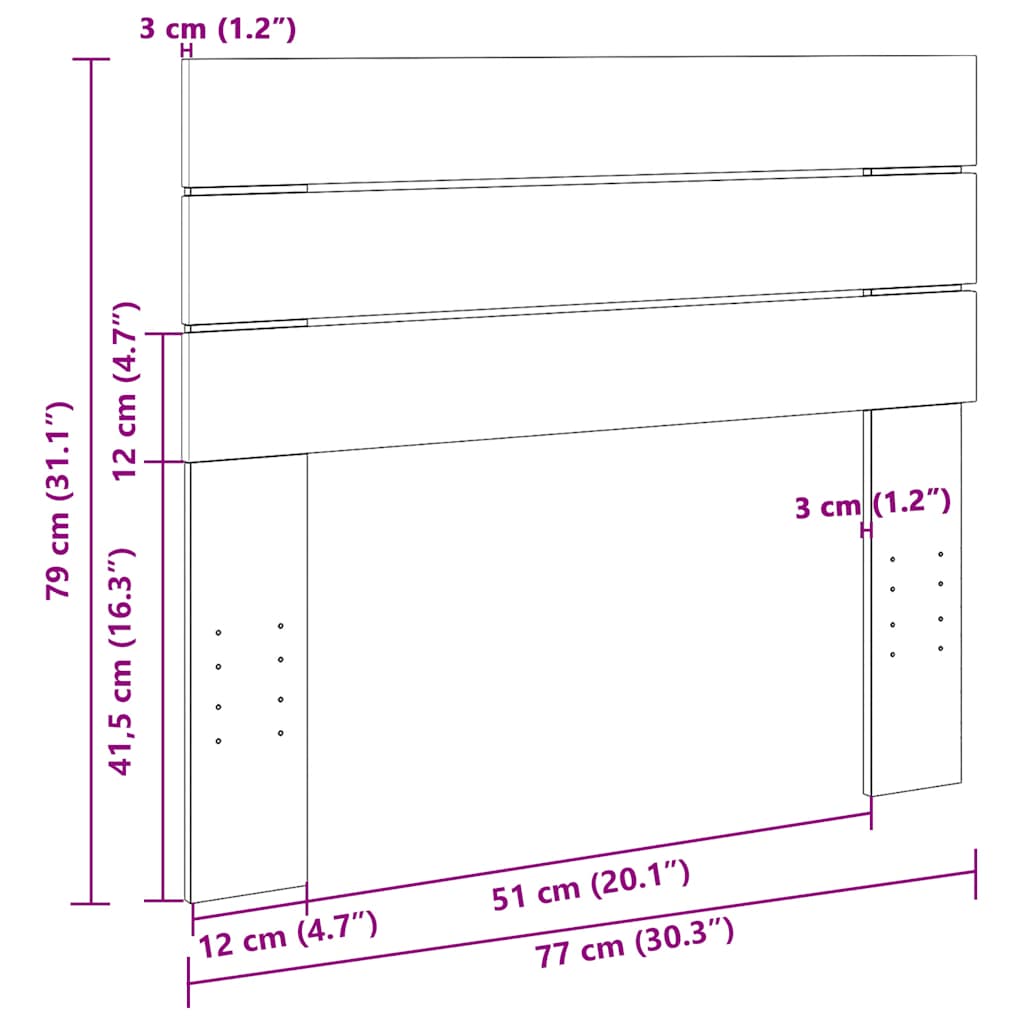 Uzglavlje 75 cm puno drvo hrast