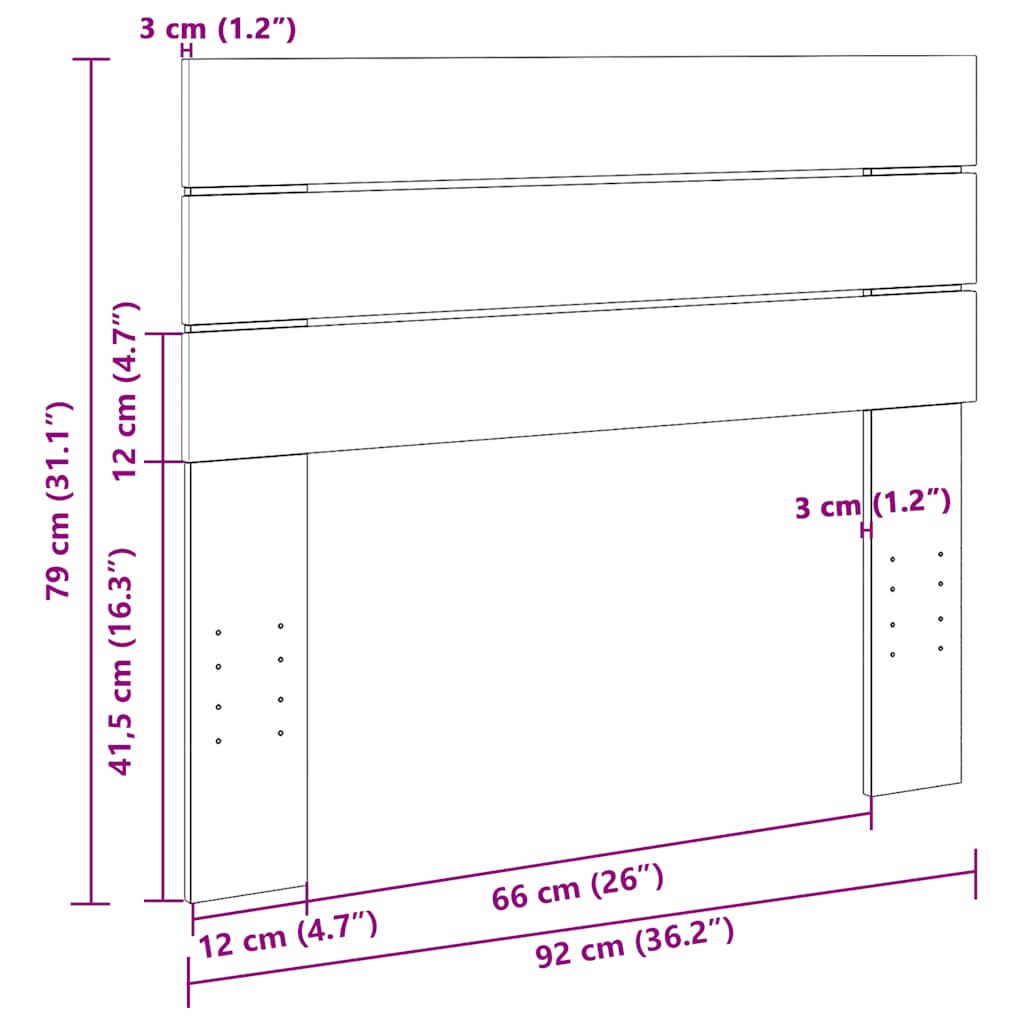 Uzglavlje 90 cm Masivno drvo Hrast