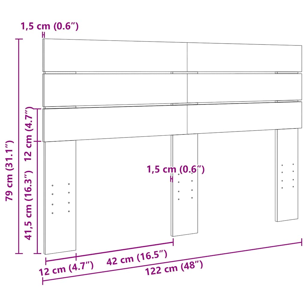 Uzglavlje 120 cm Masivno drvo Hrast