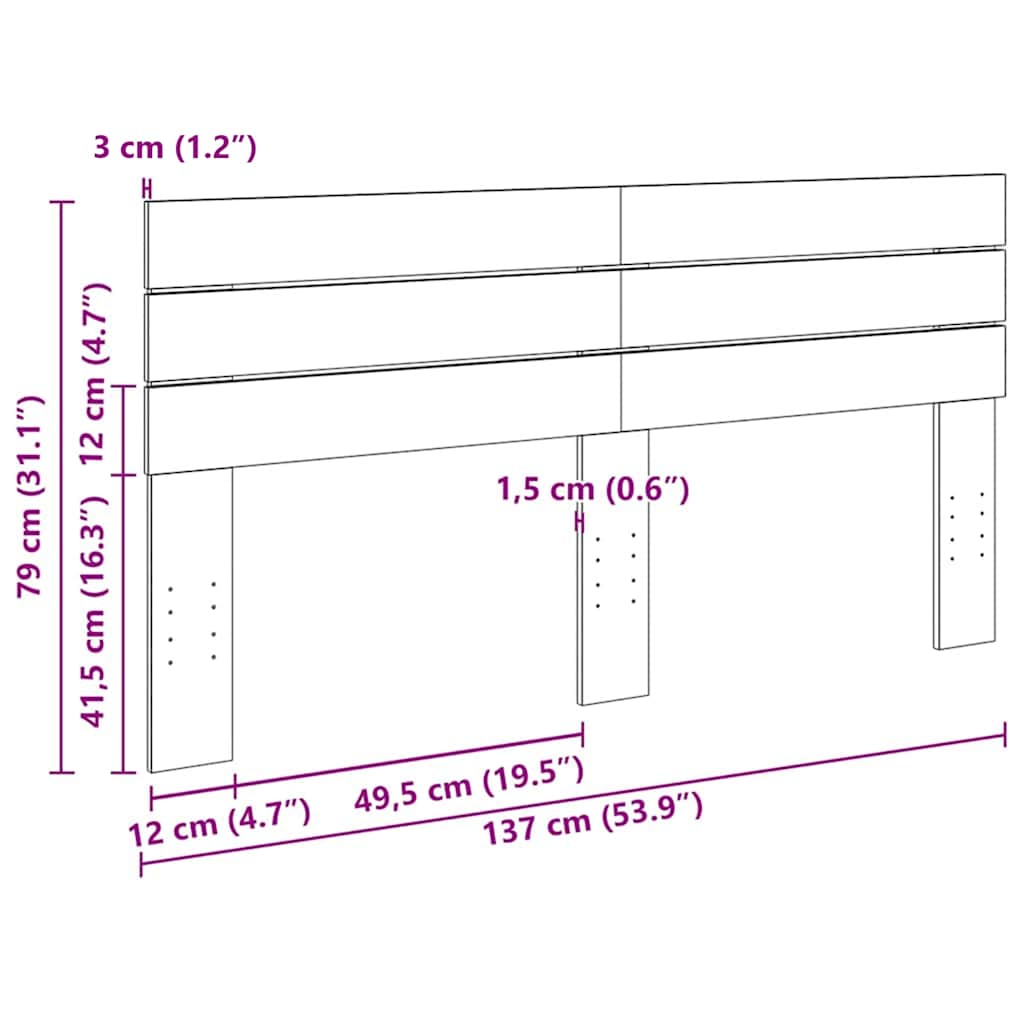 Uzglavlje 135 cm Masivno drvo Hrast