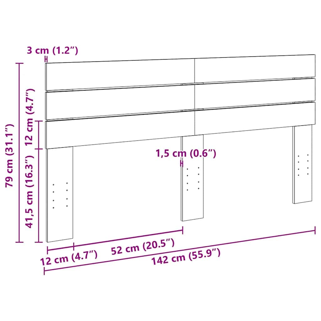 Uzglavlje 140 cm Masivno drvo Hrast