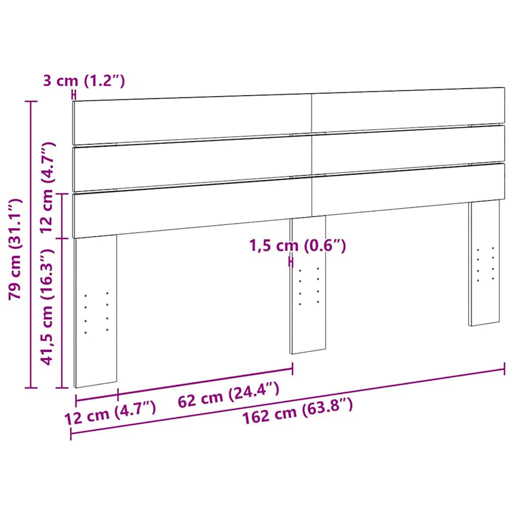 Uzglavlje 160 cm Masivno drvo Hrast