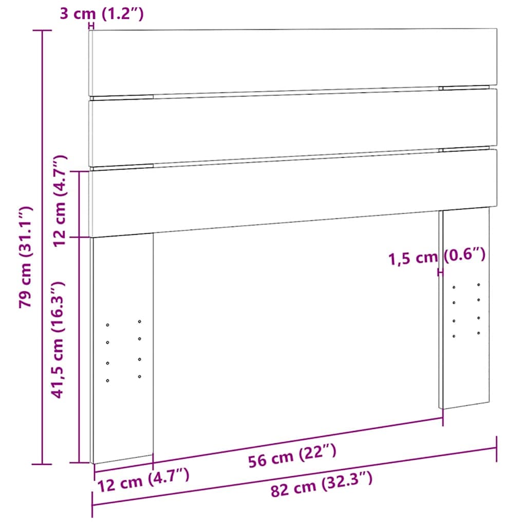 Uzglavlje 80 cm puno drvo hrast