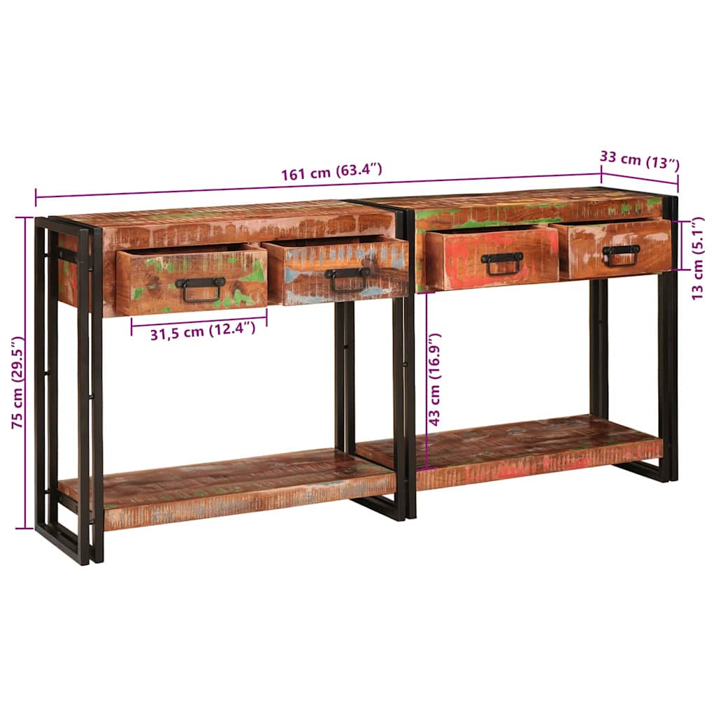 Konzolni stolovi s ladicama 2 pcs Šareni 161 x 33 x 75 cm