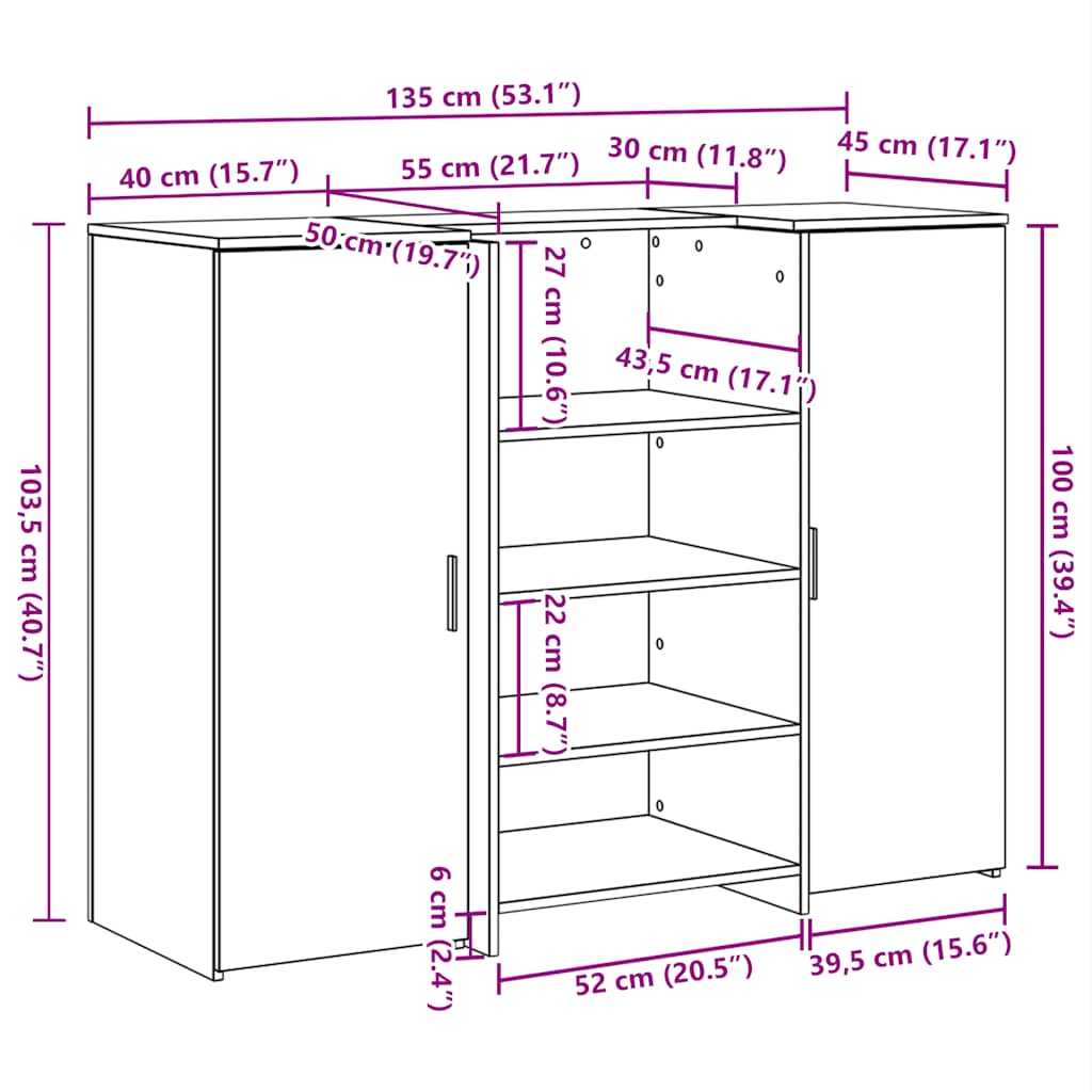 Recepcijski stol bijeli 135x50x103,5 cm izrađeno drvo