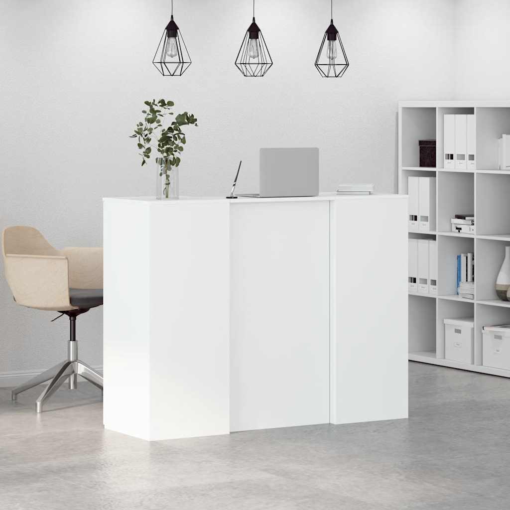 Recepcijski stol bijeli 135x50x103,5 cm izrađeno drvo