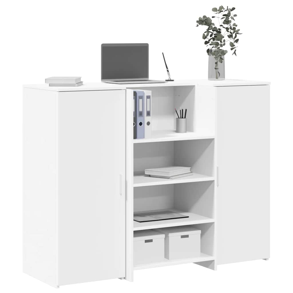 Recepcijski stol bijeli 135x50x103,5 cm izrađeno drvo