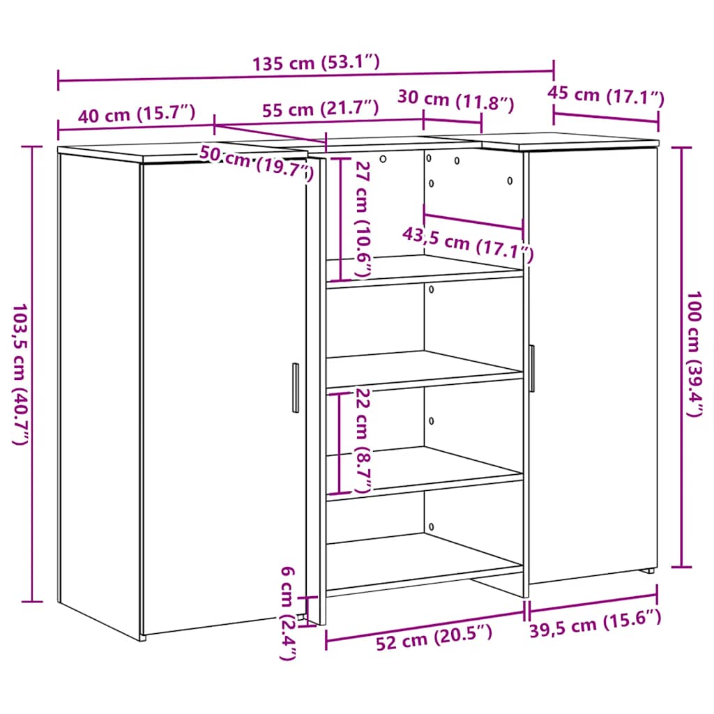 Recepcijski stol 135x50x103,5 cm od konstruiranog drva
