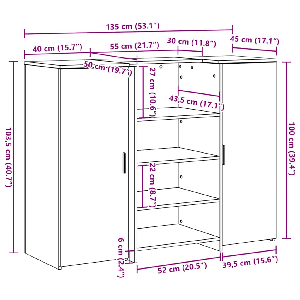Recepcijski stol 135x50x103,5 cm od konstruiranog drva