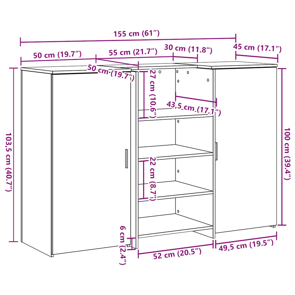 Recepcijski stol 155x50x103,5 cm od konstruiranog drva