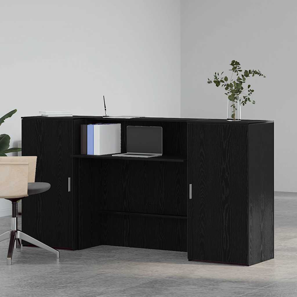 Recepcijski stol crni hrast 200x50x103,5 cm konstruiranog drva
