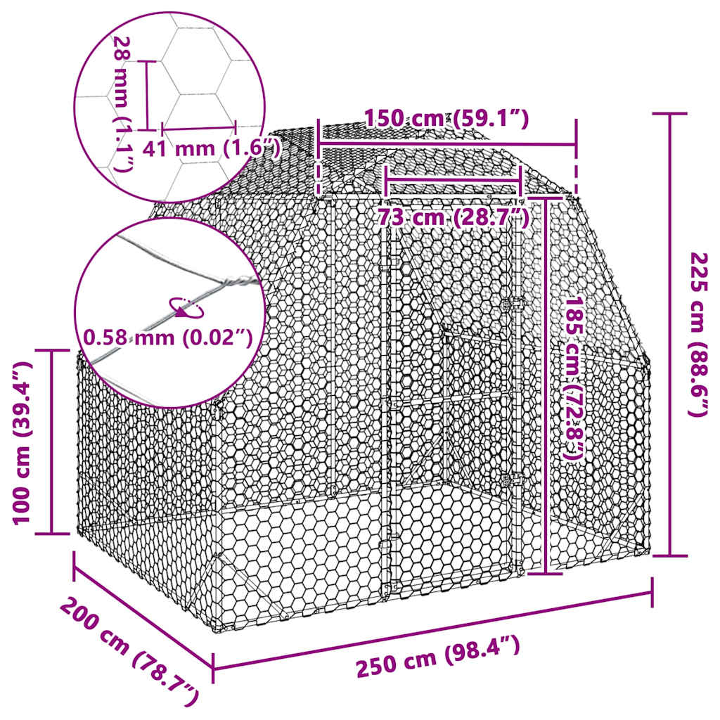 Chicken Run 2,5x2x2,25 m pocinčani čelik