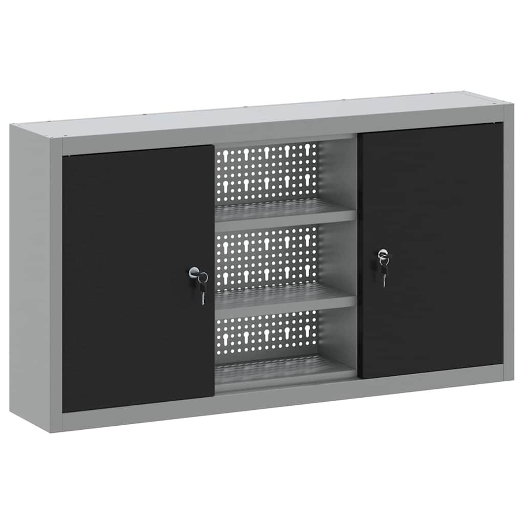 Ormar za alate s policom Crna i Siva 100 x 20 x 55 cm