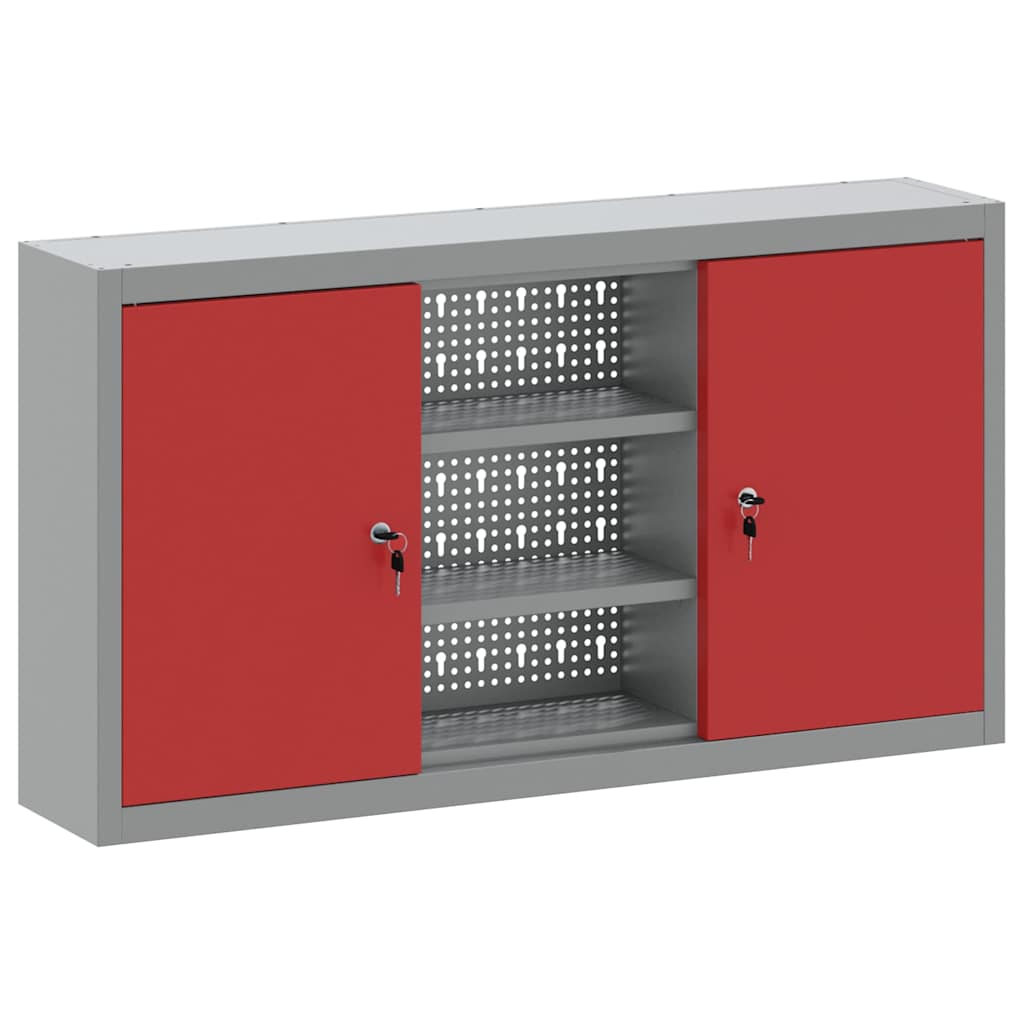 Ormar za alate s policom Crvena i siva 100 x 20 x 55 cm