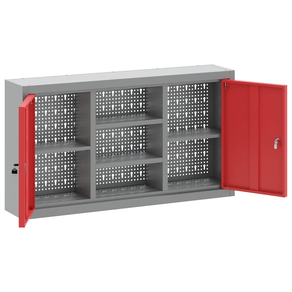 Ormar za alate s policom Crvena i siva 100 x 20 x 55 cm