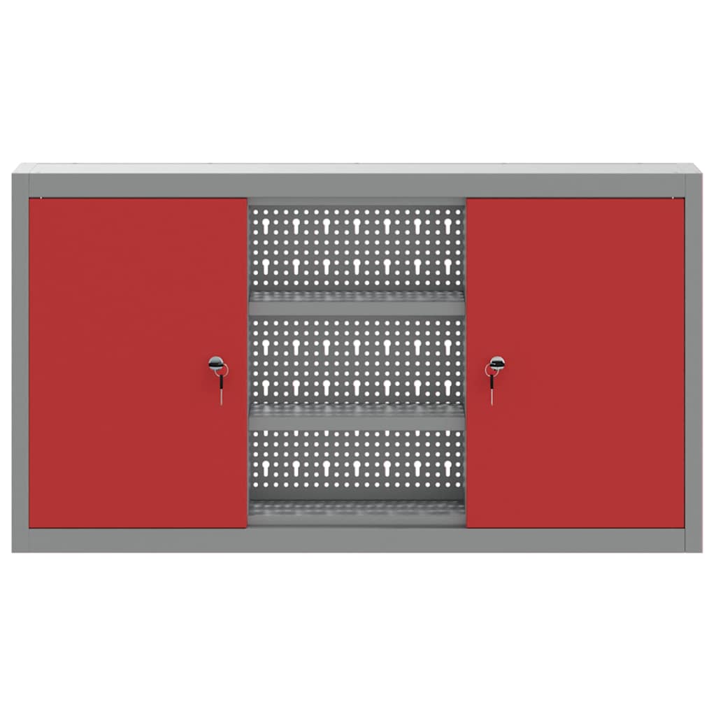 Ormar za alate s policom Crvena i siva 100 x 20 x 55 cm