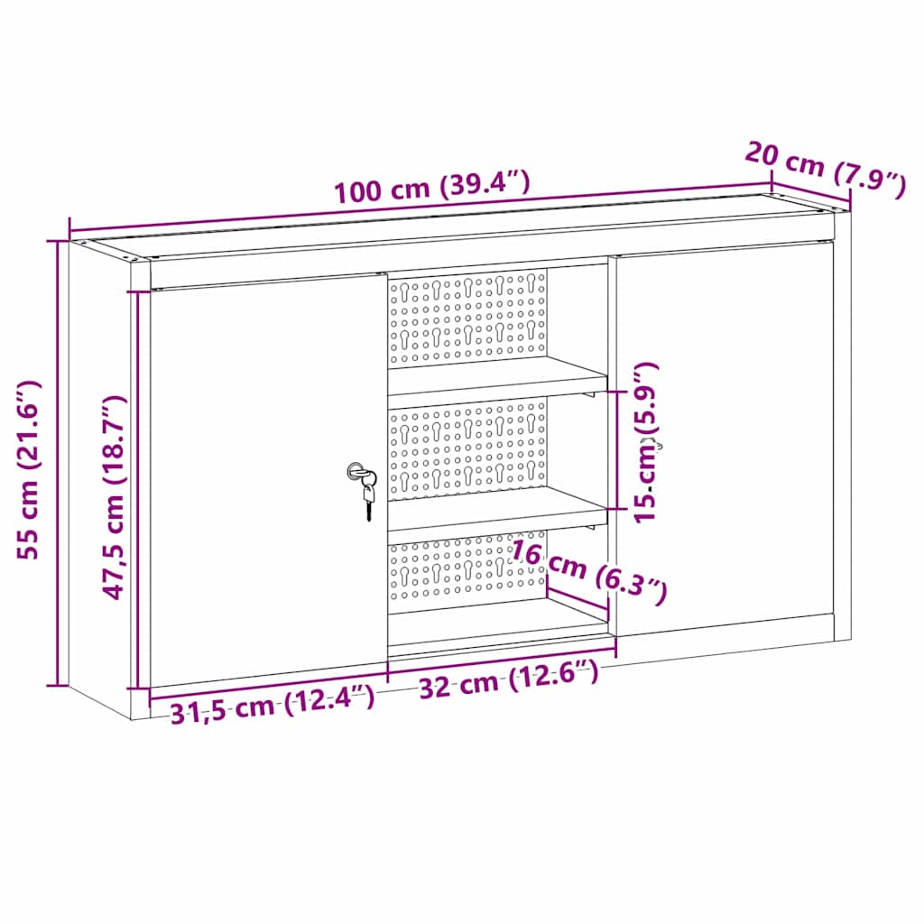 Ormar za alate s policom Crvena i siva 100 x 20 x 55 cm