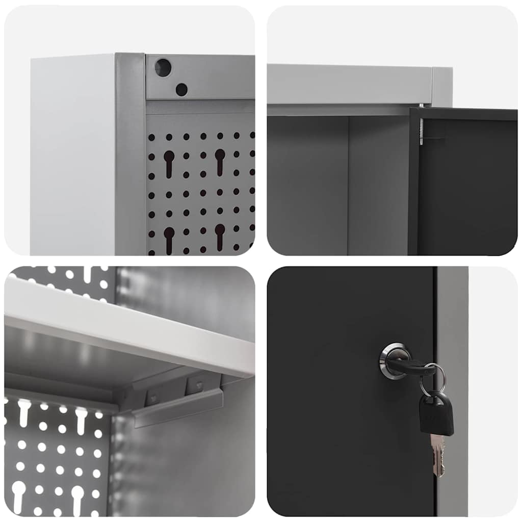 Ormar za alate s policom Crna i Siva 150 x 20 x 55 cm