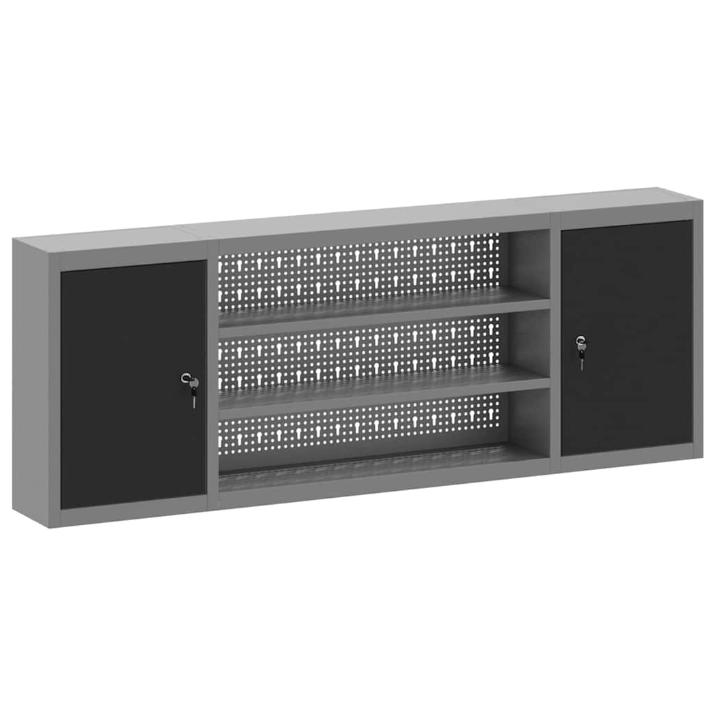Ormar za alate s policom Crna i Siva 150 x 20 x 55 cm