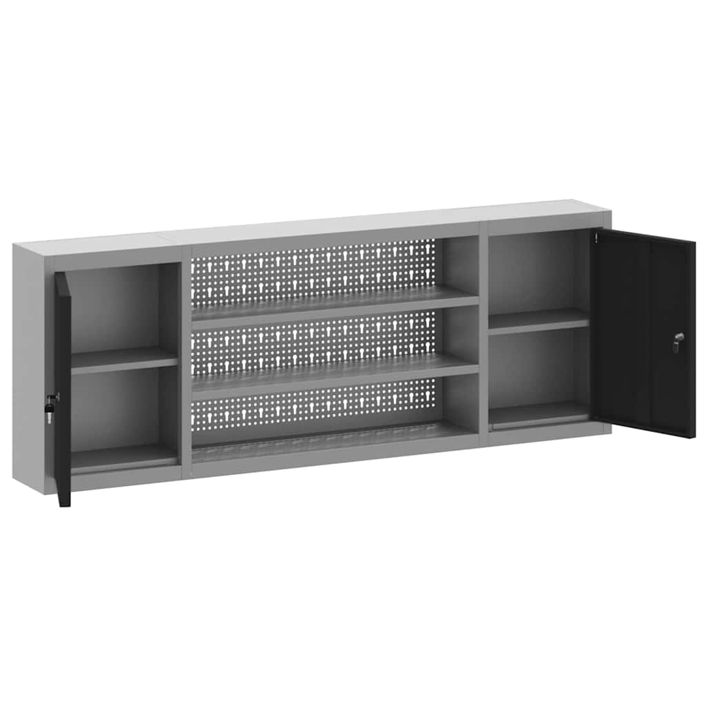 Ormar za alate s policom Crna i Siva 150 x 20 x 55 cm