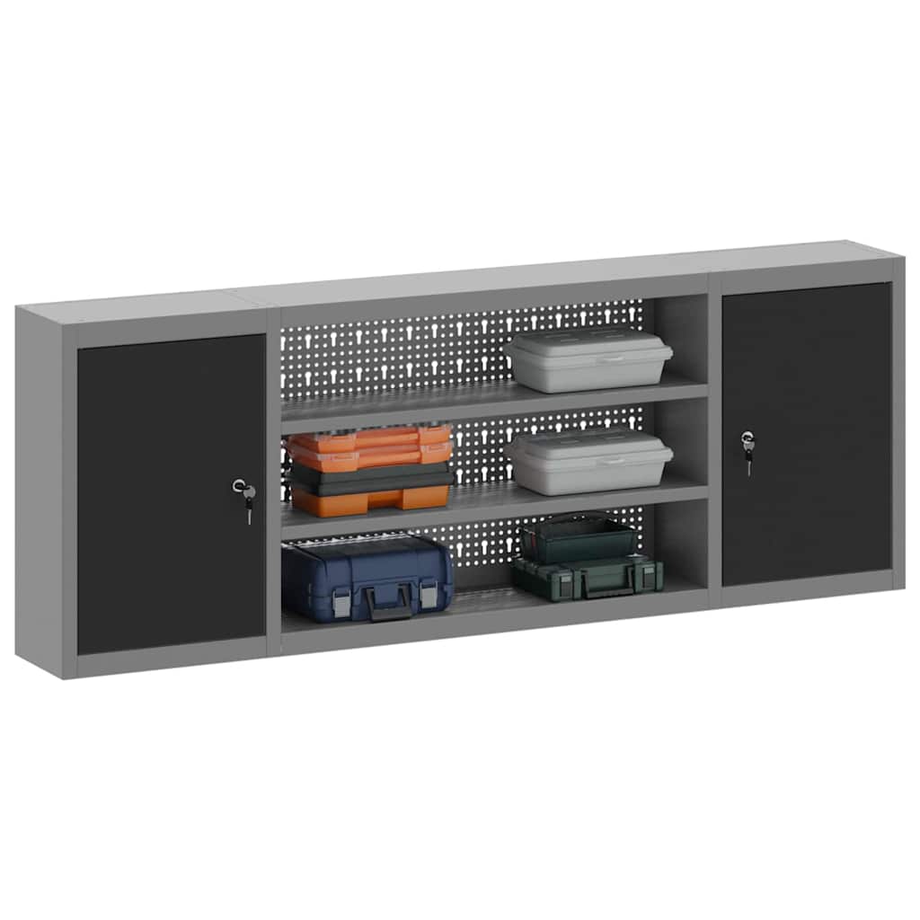 Ormar za alate s policom Crna i Siva 150 x 20 x 55 cm