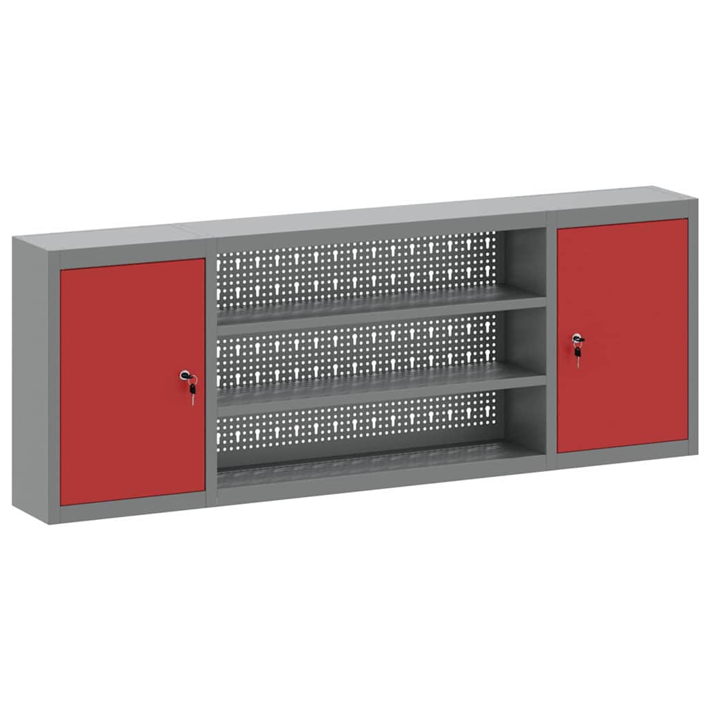 Ormar za alate s policom Crvena i siva 150 x 20 x 55 cm