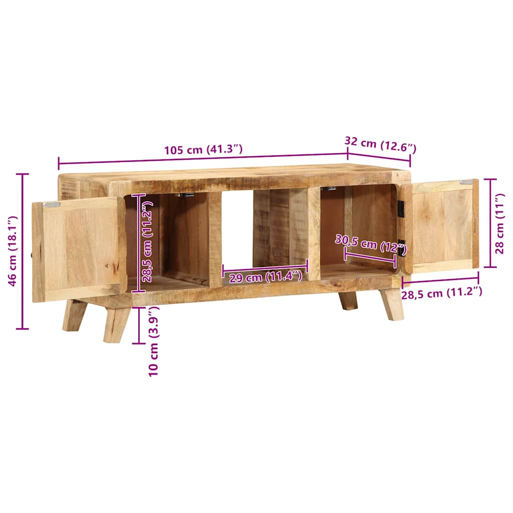 TV ormarić 105x46x32 cm puno drvo grubo mango