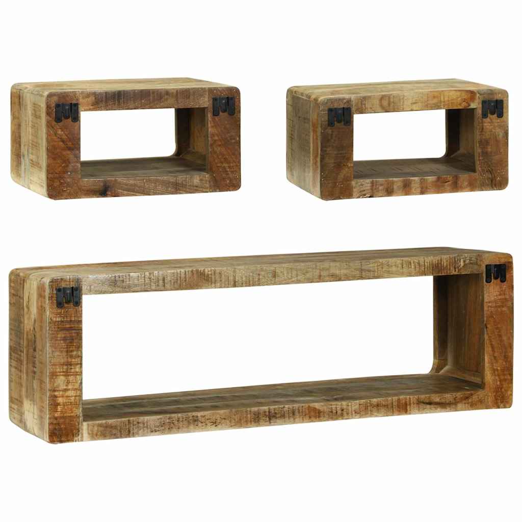 Set TV komoda s policom 3 pcs Smeđa Čvrsto drvo manga