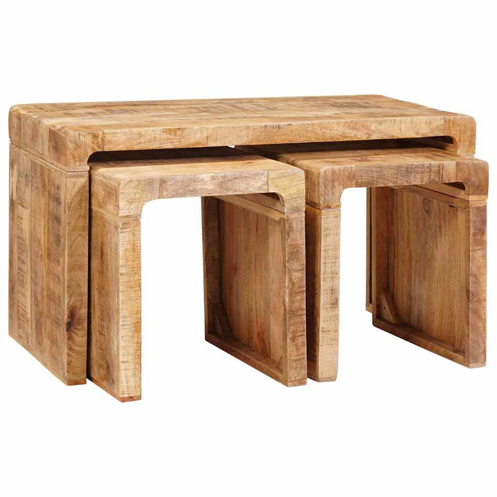 Stol za slaganje 3 pcs Smeđa Čvrsto drvo manga